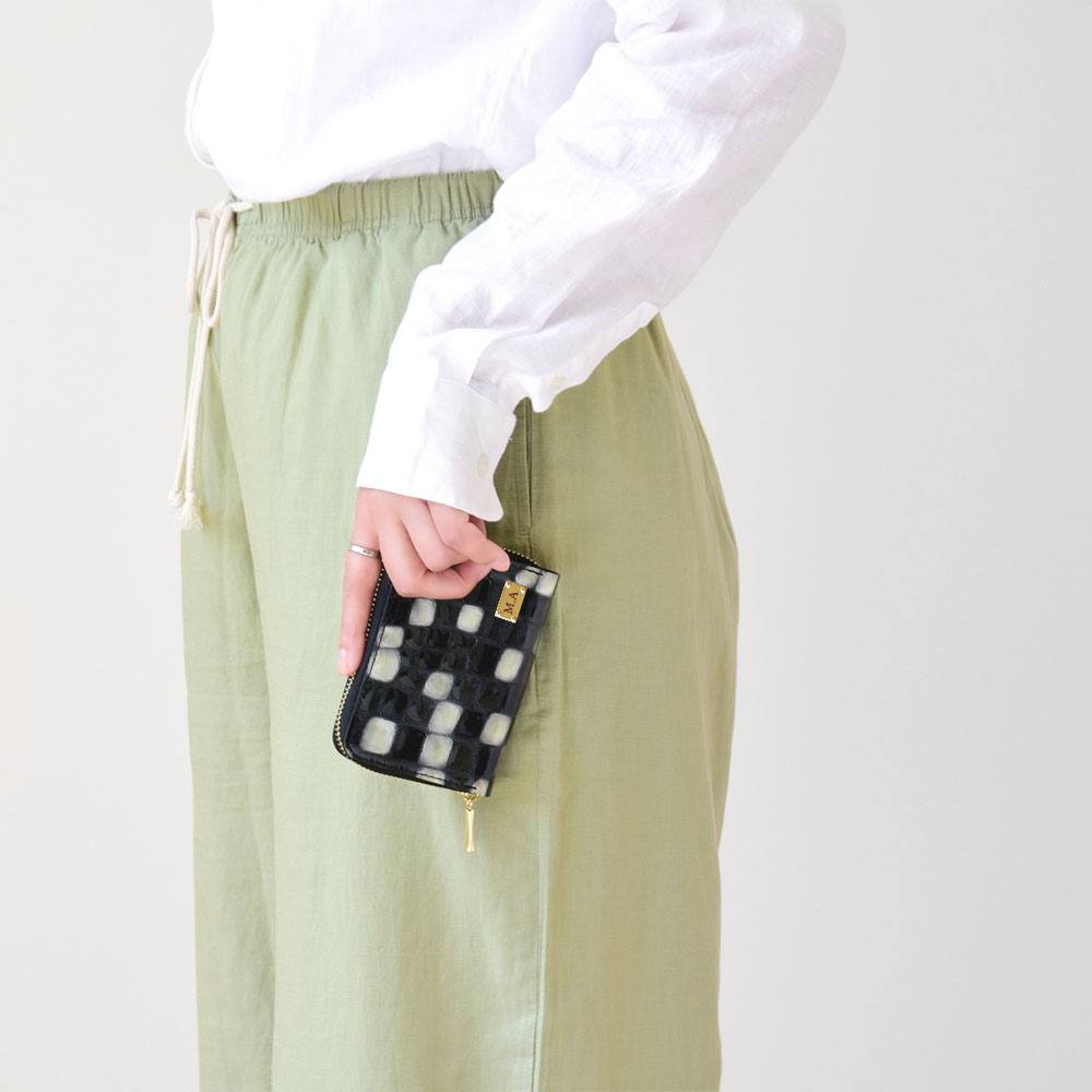 ステンドグラスレザー コンパクト財布 ミニプレート