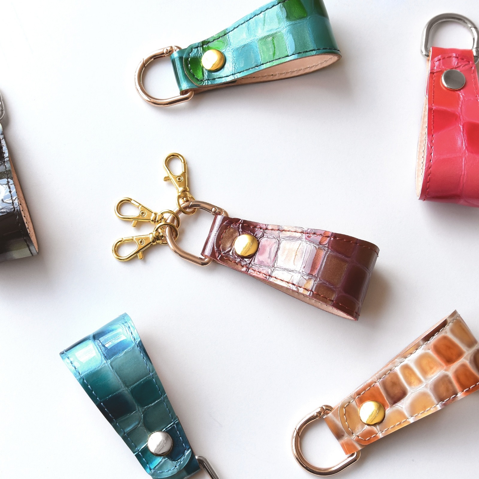 HIGHCAMPオリジナル レザーキーリング ステンドグラスレザー