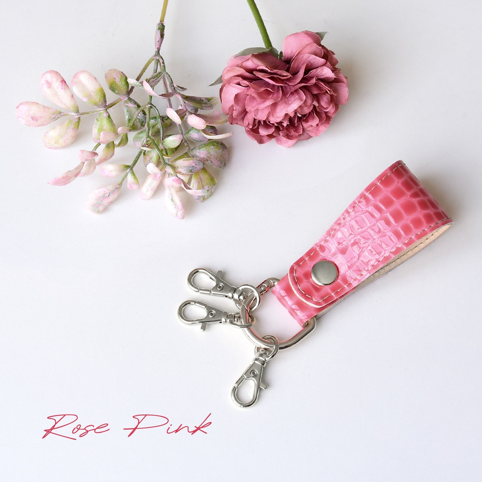 HIGHCAMPオリジナル レザーキーリング エナメルクロコ