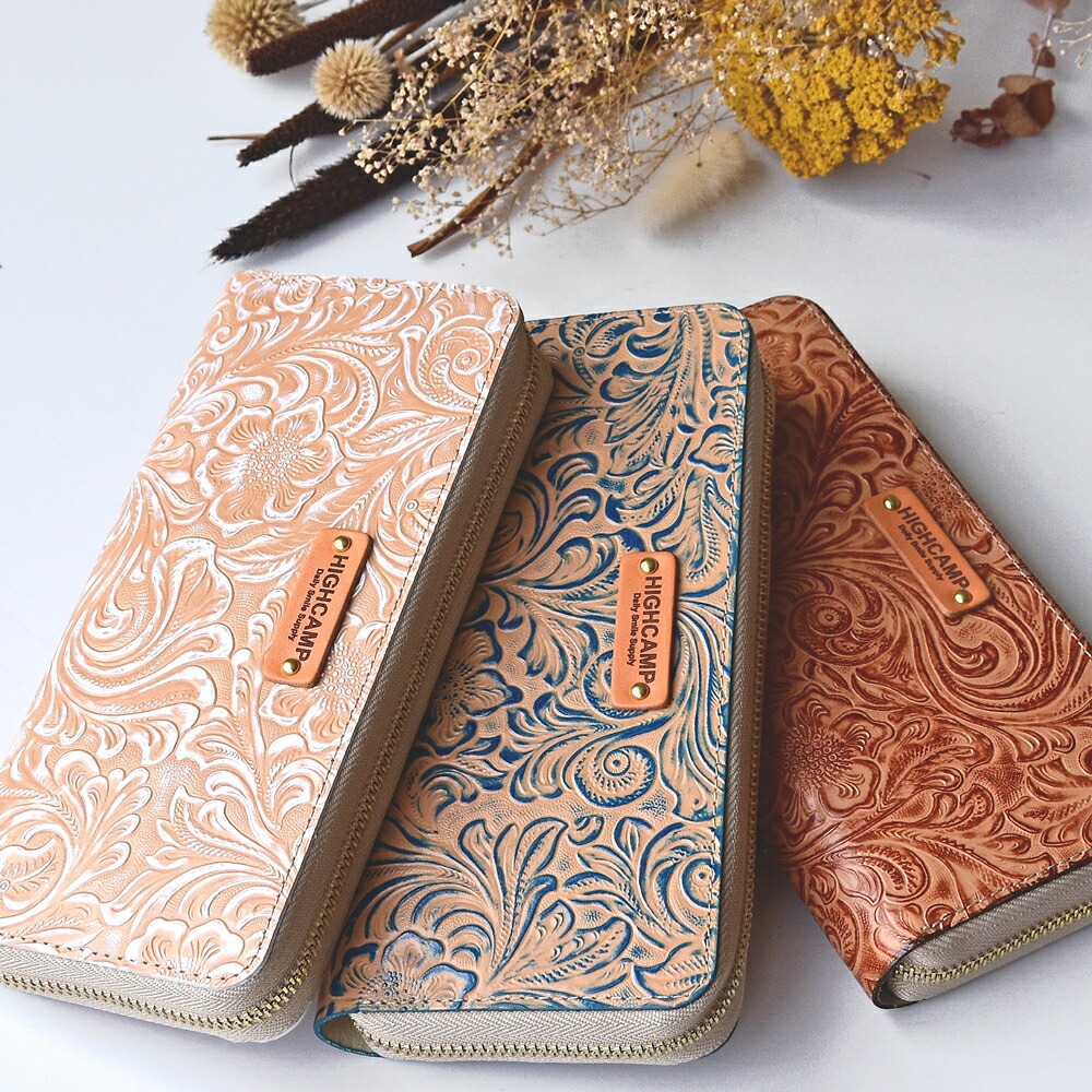 HIGHCAMPブランド オリジナル「コンパクトウォレット　カービングレザー」