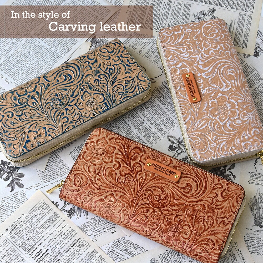 HIGHCAMPブランド オリジナル「コンパクトウォレット　カービングレザー」