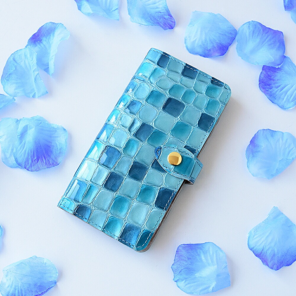 スマホケース 多機種対応　手帳型スマホケース「ステンドグラスレザー・カメラ穴」