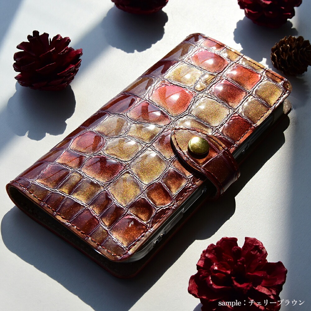 スマホケース 多機種対応　手帳型スマホケース「ステンドグラスレザー・カメラ穴」