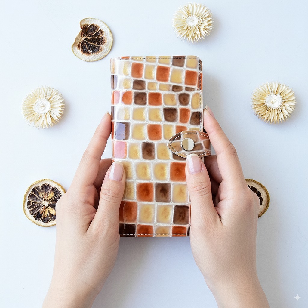 スマホケース 多機種対応　手帳型スマホケース「ステンドグラスレザー・カメラ穴」