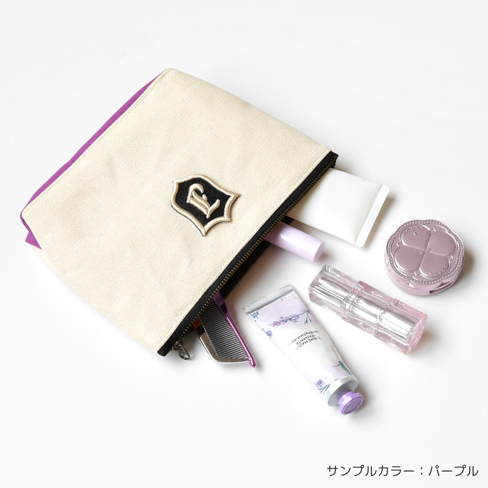HIGHCAMP ricamo 倉敷帆布×3D刺繍 イニシャル エンブレム ツートンカラー ポーチ