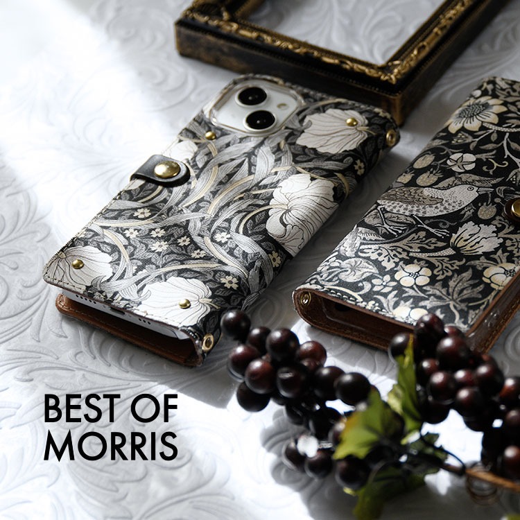 多機種対応 手帳型 BEST OF MORRIS EBONY SUITE ベストオブモリス「エボニースイート」