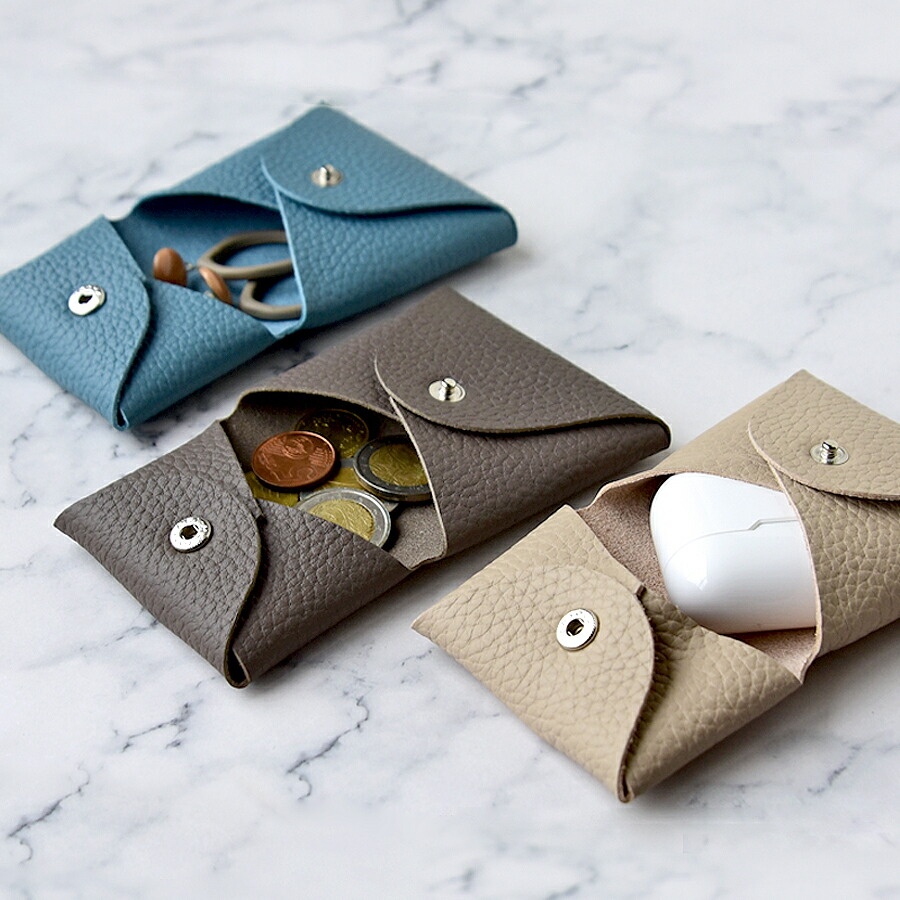 Calla Bellaオリジナル シーリングスタンプ風刺繍コインケース「シュリンクレザー」イニシャル名入れ対応