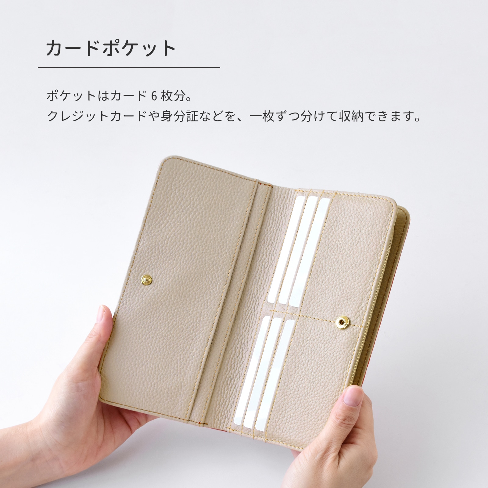 二つ折り 長財布 シュリンクレザー 刺繍 ドット柄