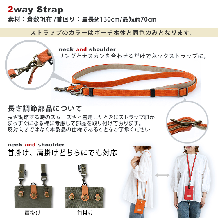 HIGHCAMPブランド オリジナル「ポケット付き 倉敷帆布 革タグスマホポーチ」