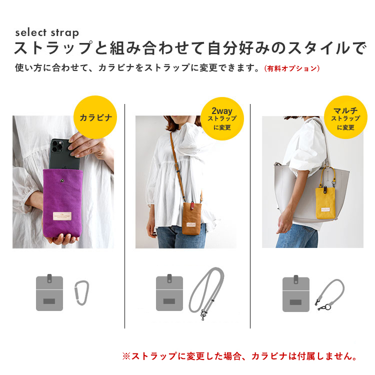 HIGHCAMPブランド オリジナル「倉敷帆布 革タグ スマホポーチ」