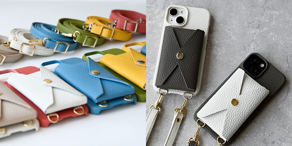 スマホカバー ポケット付き ストラップ付き シュリンク 本革 レザー CallaBella カラベラ ハイキャンプ HIGHCAMP