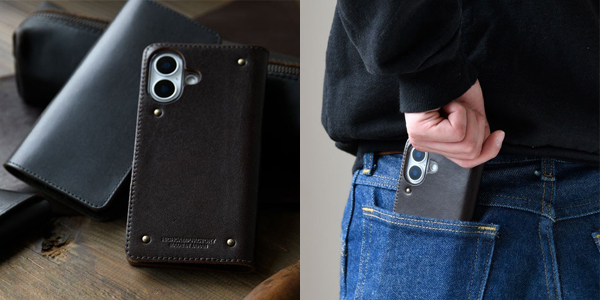 手帳型スマホケース 本革 レザー カメラ穴 エイジング 経年変化 ハイキャンプ HIGHCAMP 茶芯